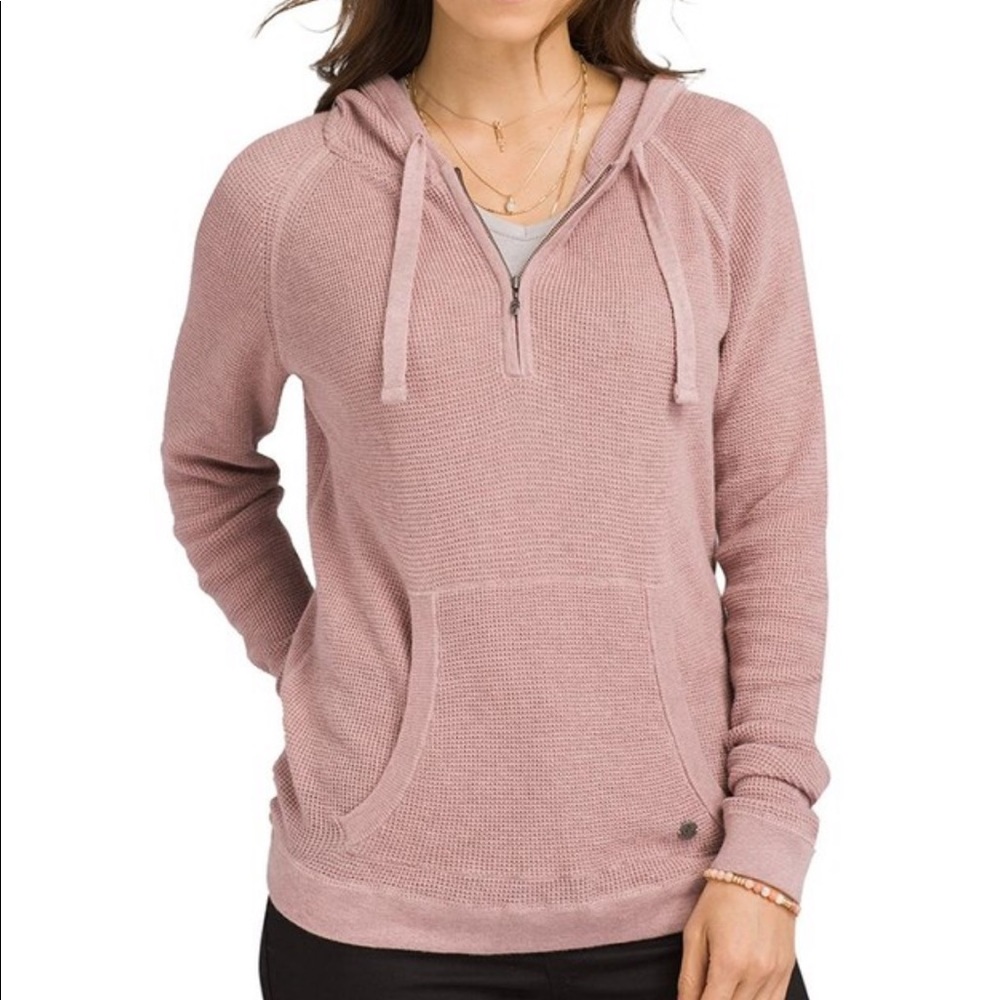 Prana Milani organic cotton/merino half-zip hoodie. Size M.